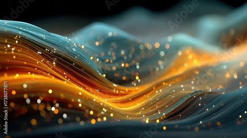 An abstract background of flowing, warm-colored data streams, like a digital lava lamp, representing big data and information flow, beautiful and complex patterns