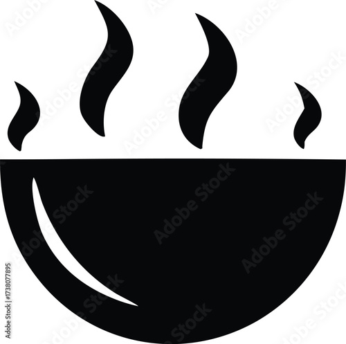 Stylized silhouette of a steaming bowl of food representing warmth and comfort for culinary or dining concepts