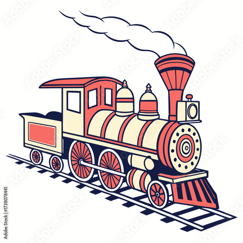 Vintage steam locomotive on railroad tracks train steam engine