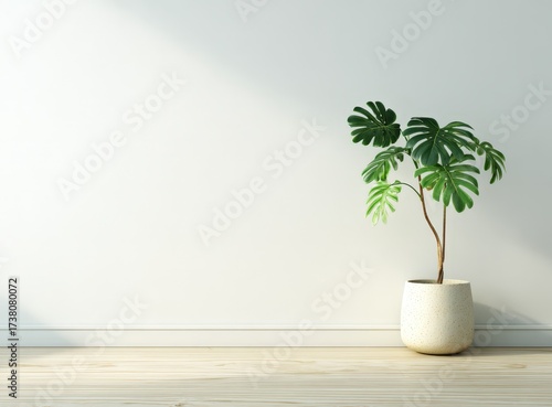 Elegant Indoor Plant in Minimalist Pot with Natural Light Background