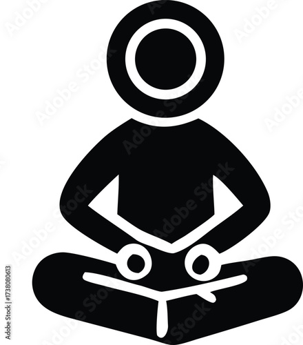 Silhouette of a person meditating in a lotus pose with hands resting on knees representing inner peace and mindfulness