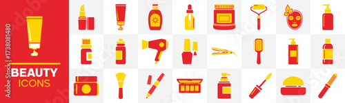 Beauty and skincare product icons a flat vector set of cosmetic tools isolated on white background