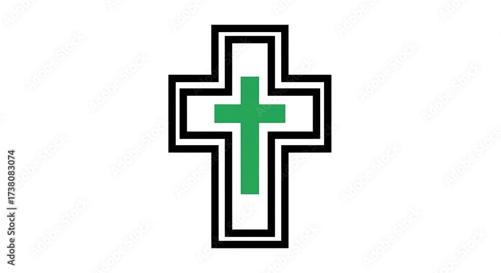 Obraz premium Cross symbol religious icon isolated white background