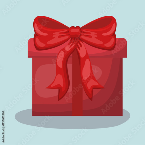 A festive red gift box with a large bow, perfect for celebrations and special occasions