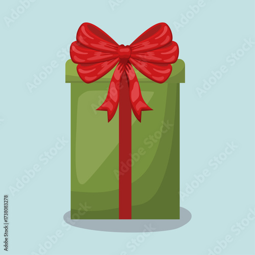 A Festive Green Gift Box Tied with a Bright Red Bow, Symbolizing Celebration and Generosity