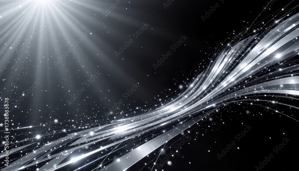 Fototapeta premium Futuristic Cosmic Light Streaks and Sparkles Scene