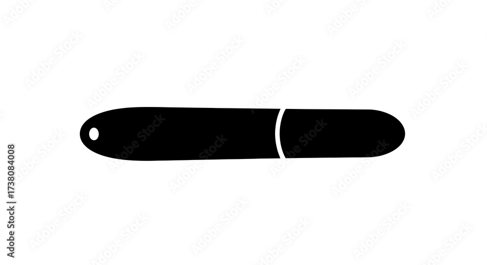 Fototapeta premium Black usb flash drive silhouette isolated white background