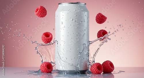 Refreshing Raspberry Drink with Sparkling Water and Fresh Raspberries