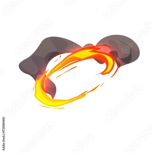 Fiery ring of smoke and flame creating an explosive effect on a white background