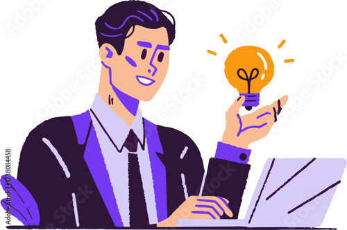 Knowledge and learning leading to a new discovery cartoon concept.