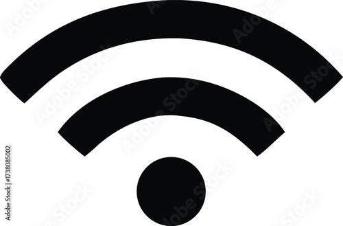 Iconic black wi-fi signal symbol for wireless network connectivity technology concepts