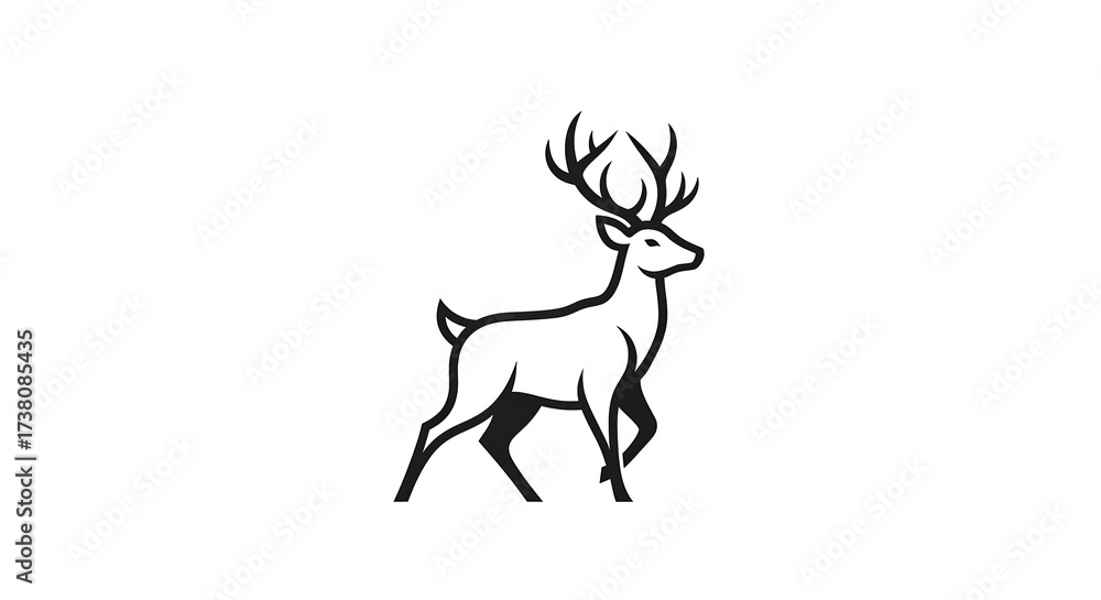 Fototapeta premium Deer silhouette illustration isolated white background