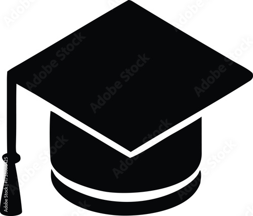 Academic graduation cap icon symbol for education achievement success and college university degree ceremony symbol
