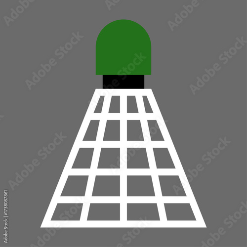 Illustration of a Badminton Shuttlecock, Sport Equipment and Game Element with a Green Top and White Skirt