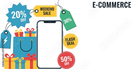 Online shopping sale discount offers e commerce flash deal weekend sale
