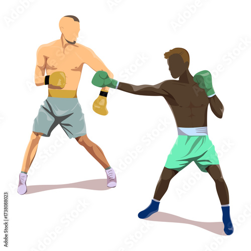 Two boxers in a ring, showcasing their sport and athletic prowess during a competitive match