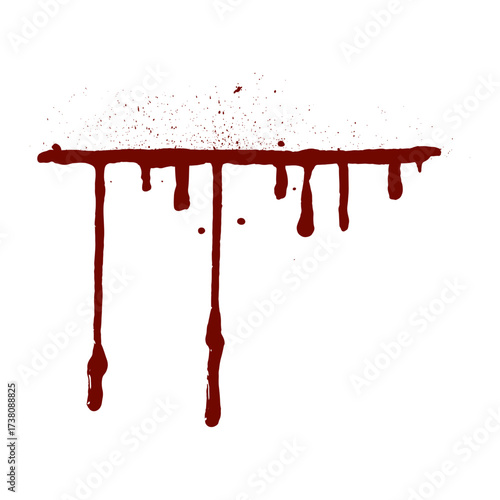 Dripping blood splatters and streaks isolated on a clean white background, graphic element