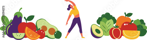 People Enjoying Picnic & Cycling in Park Friends, Nature, Summer Activities Illustration