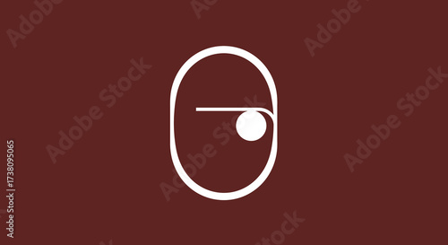 Minimalist Eye Vector Illustration in White on Maroon Background
