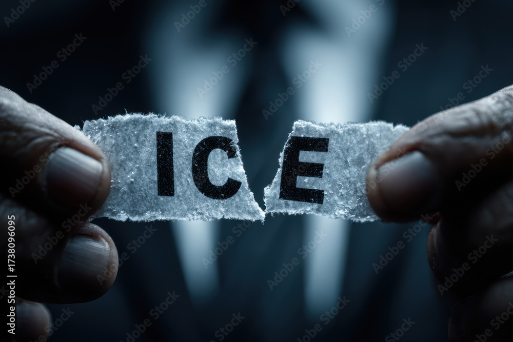 custom made wallpaper toronto digitalBusinessman Metaphorically Breaking the Ice by Ripping Paper