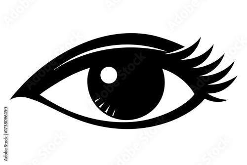 Stylized Human Eye with Long Eyelashes - Beauty & Vision Icon Design Silhouette