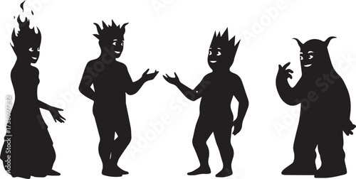 Mystical Silhouette Figures in Conversation