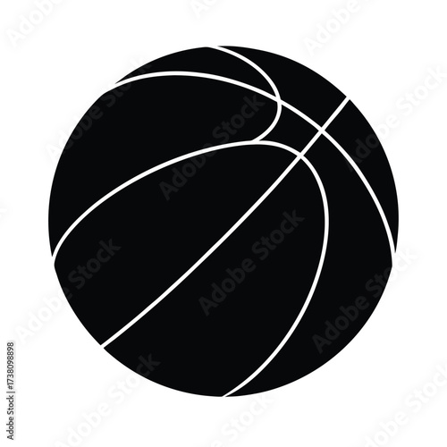 Simple black basketball silhouette on a clean white background