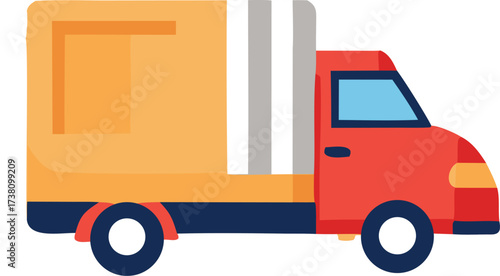Brightly colored delivery truck hauling cargo shipping logistics transportation service business concept