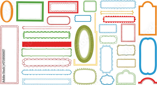 Collection of Various Decorative Frames with Diverse Shapes and Colorful Outlines for Design