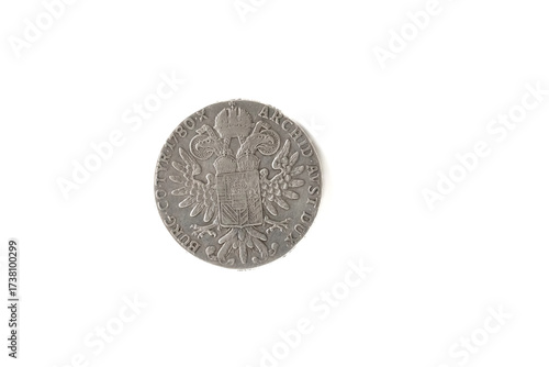 Cardiff, Mid Glamorgan Wales UK October 02 2025 reverse  side of a solid silver Austrian Maria Theresa Thaler  Coin