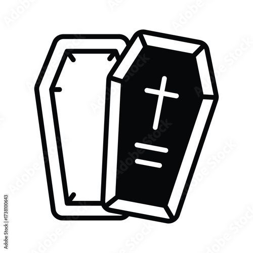 Creepy wooden coffin design, ideal for Halloween horror decorations