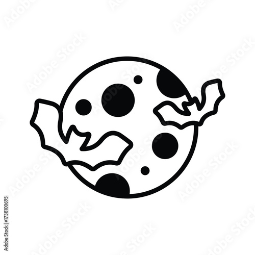 Glowing Halloween moon with bats, great for horror night themes