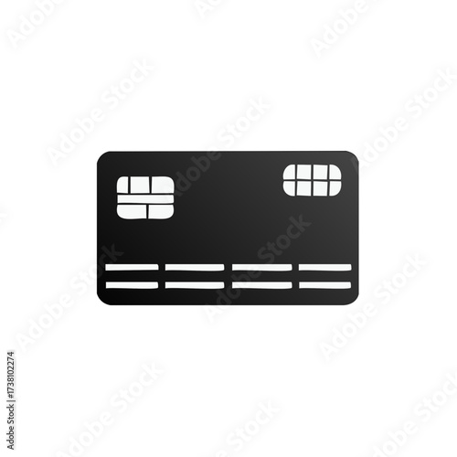 Black credit card icon with chip for online payment, e-commerce, and banking concepts