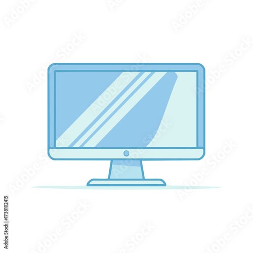 Modern flat screen computer monitor illustration with sleek design and subtle screen reflections