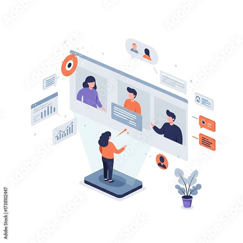 Online Meeting and Remote Work Concept.