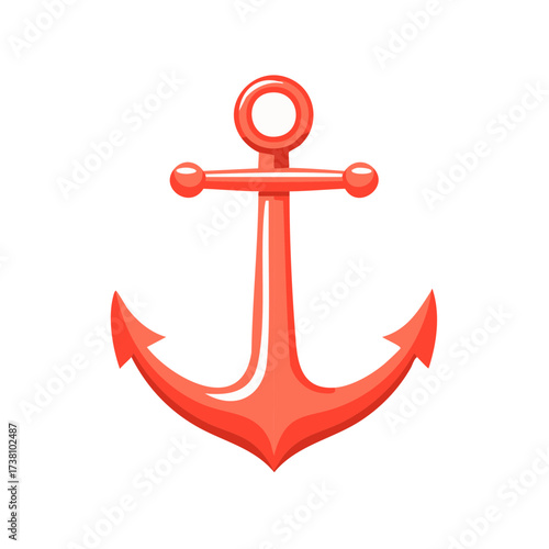 Vibrant red anchor graphic illustration. Marine symbol for nautical design.