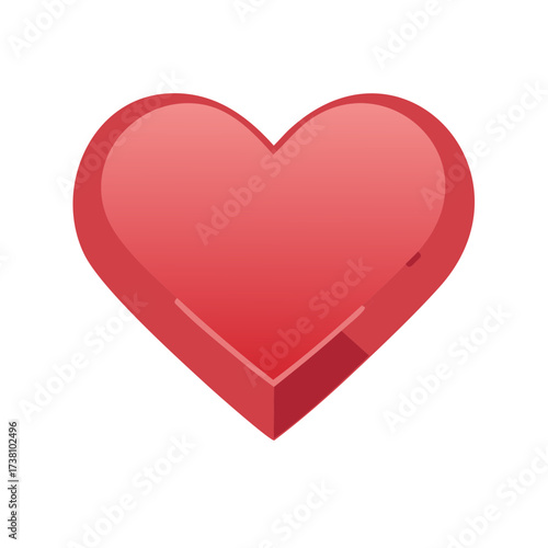 Red heart illustration for love and Valentines Day celebrations with a smooth 3D gradient effect