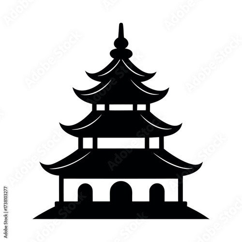 minimal silhouette vector of pagoda temple