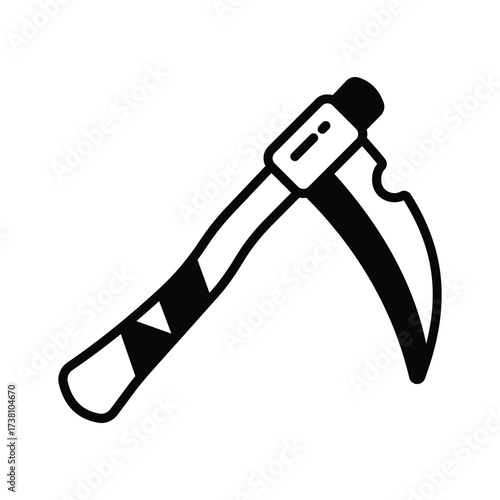 Here is a modern flat outline icon of scythe, premium vector