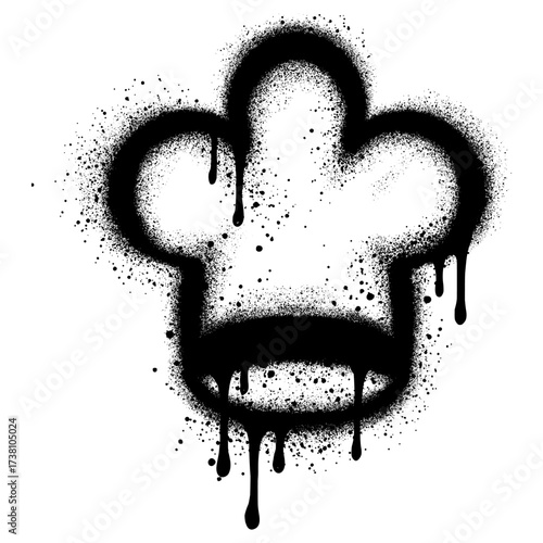 Chef's hat graffiti with black spray paint.