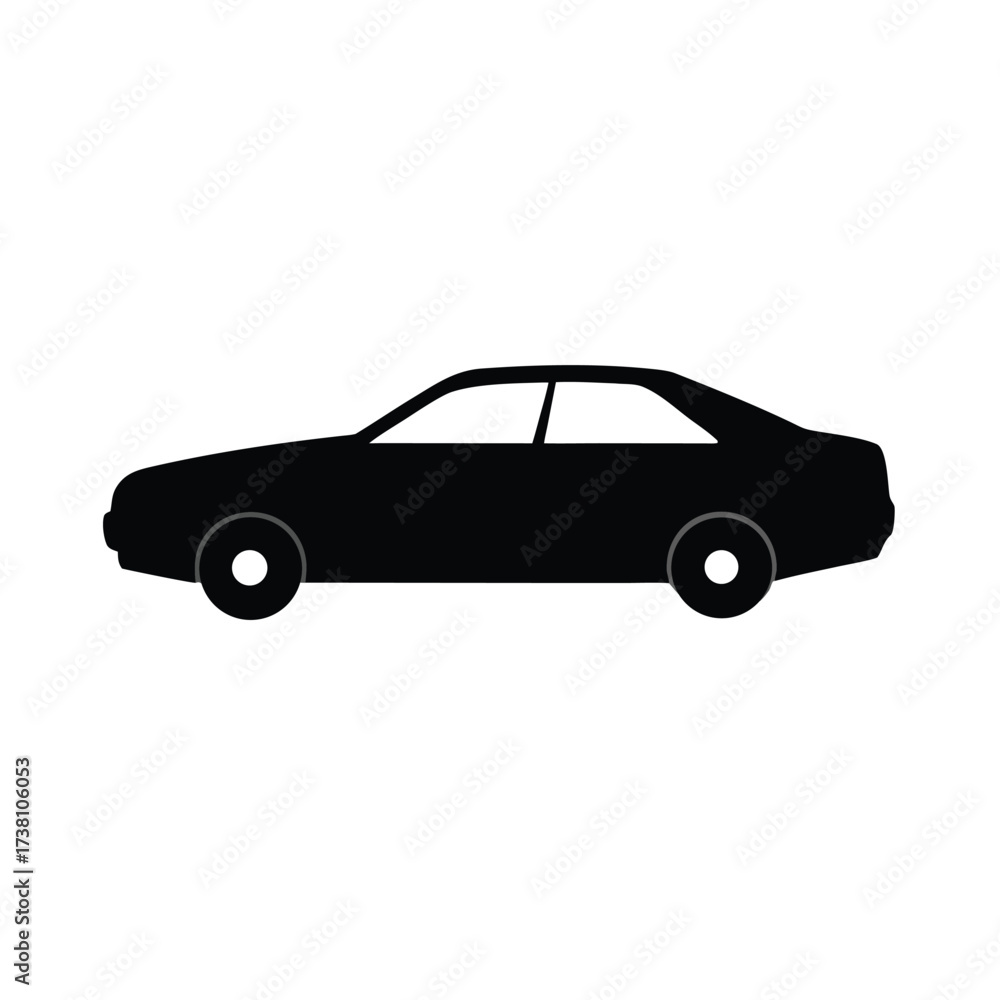 Fototapeta premium Minimalist black car silhouette on a clean white background