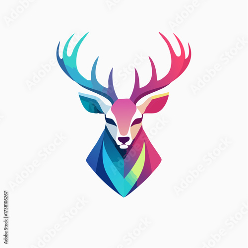 Colorful Geometric Deer Head Illustration A Vibrant Wildlife Art Design
