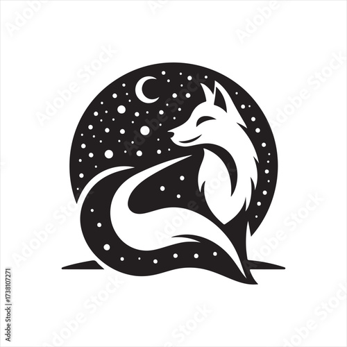 Eclipse fox vector silhouette clip art icon designs illustration. fox ion set collections.
