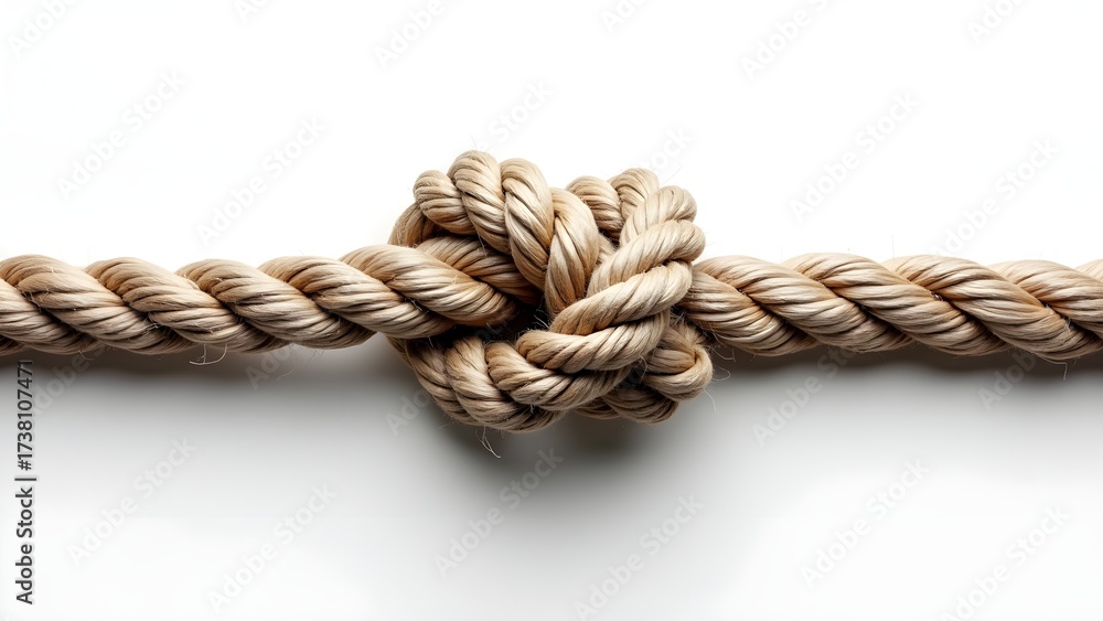 Fototapeta premium Nautical Rope Knot Isolated on White Background