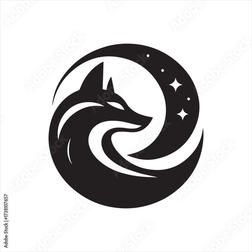 Eclipse fox vector silhouette clip art icon designs illustration. fox ion set collections.
