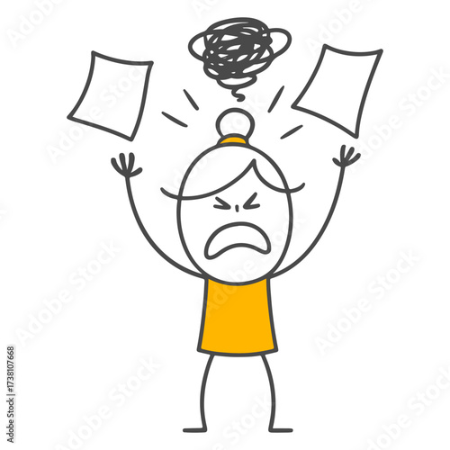 Emotional Outburst of an Overloaded and Angry Employee Figure Due to Work Stress.