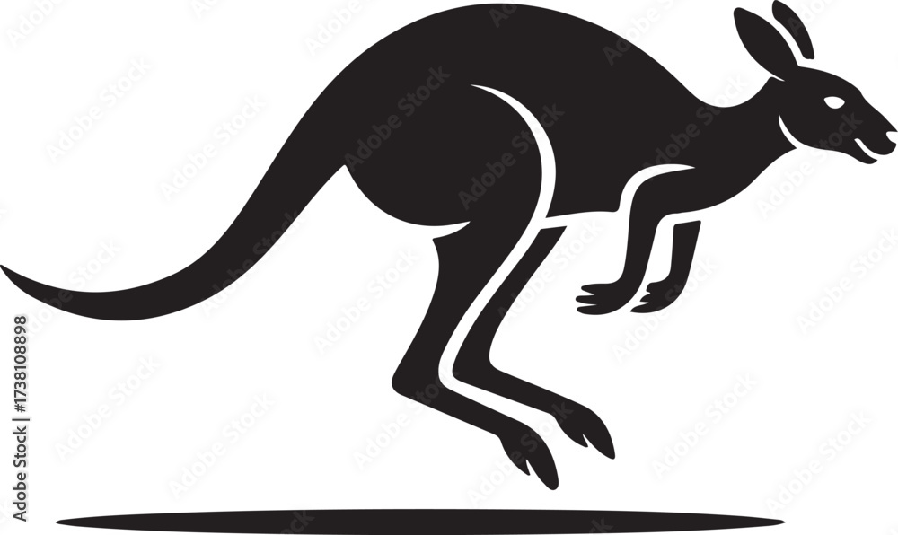 Obraz premium Kangaroo Silhouette Leaping Forward