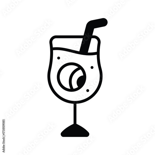 Bloody eyeball in glass, concept flat icon of spooky Halloween parties