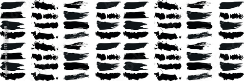Abstract Black Vector Set Featuring Grungy, Artistic, and Vibrant Paint Brush Stroke Textures with a Handcrafted Look on White Backdrop