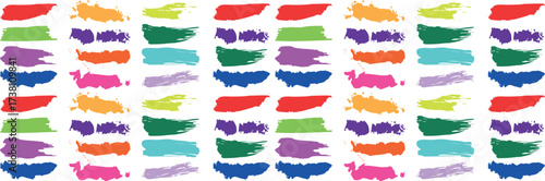 Creative 64 Piece Vector Collection of Hand-Made Colorful Paint Strokes in an Artistic Grunge Style, Perfectly Isolated on White Canvas